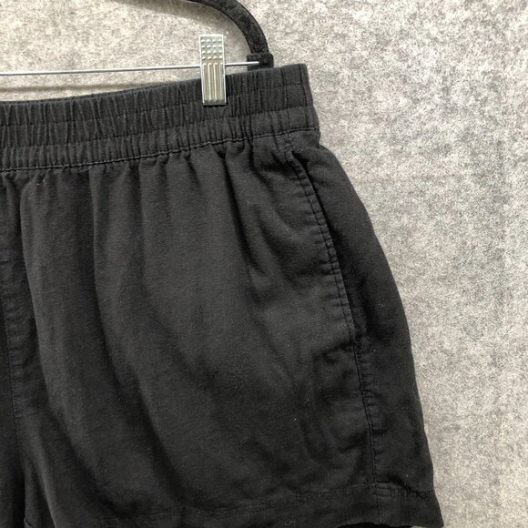 Old Navy Linen Blend Shorts Womens XL Black Pull On 3'' High Rise Comfort - Picture 3 of 9